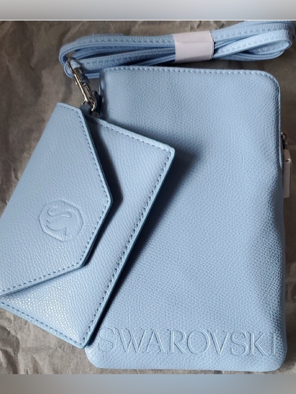 Swarovski Baby Blue Crossbody Wallet and Cardholder Set